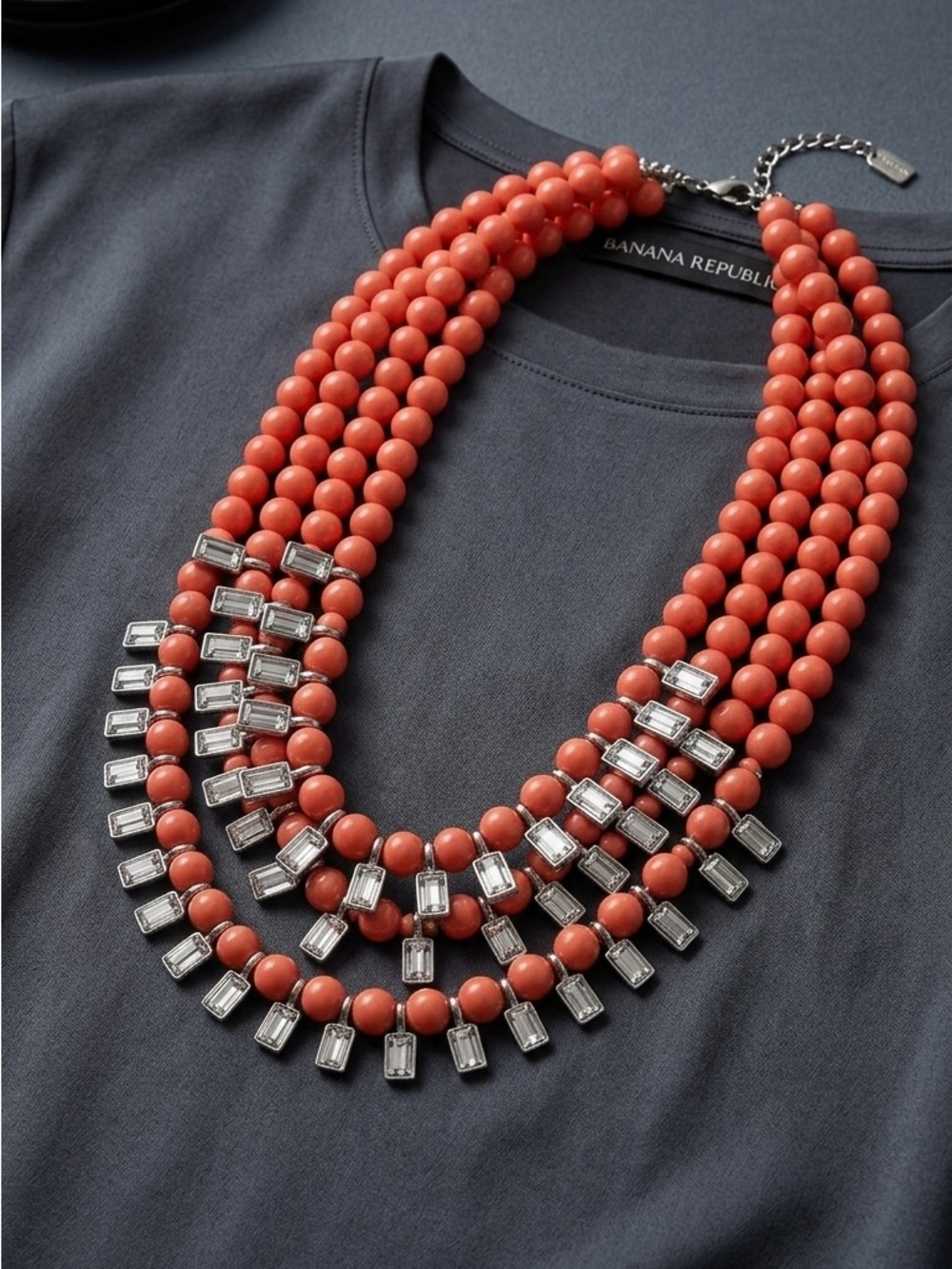 Vibrant Shades of Orange Statement Jewelry Lot 6 Multi-Strand & Dainty Necklaces - Picture 15 of 16